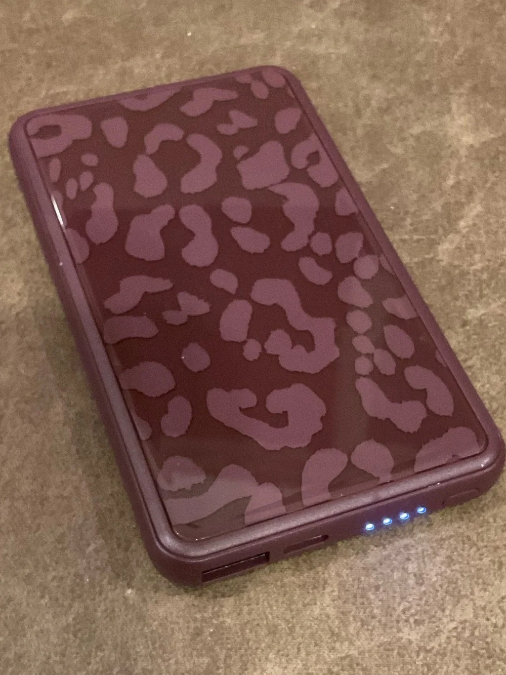 Purple Leopard Portable Charging Bank
